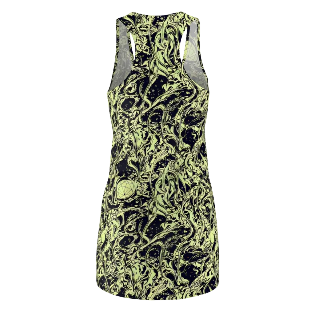 Chartreuse Chaos on Racerback Dress — Back