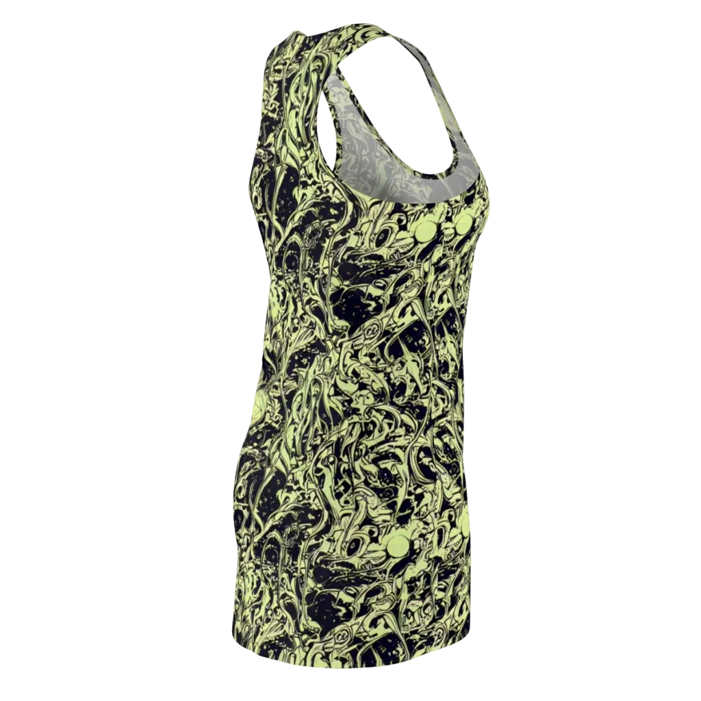 Chartreuse Chaos on Racerback Dress — Back Side