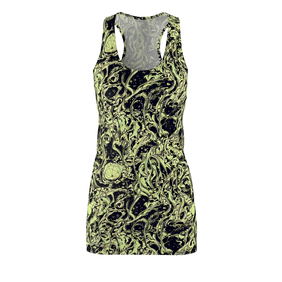 Chartreuse Chaos on Racerback Dress — Front