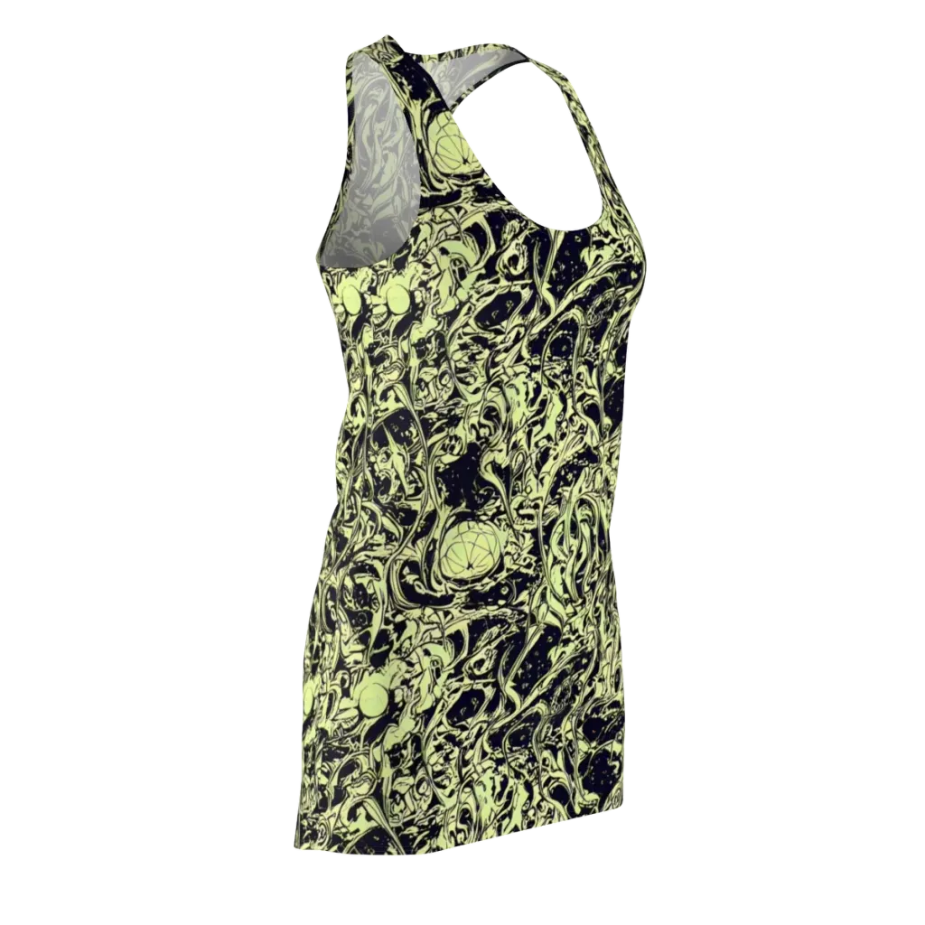 Chartreuse Chaos on Racerback Dress — Front Side