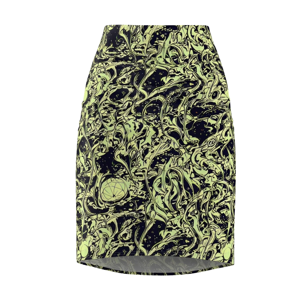 Chartreuse Chaos on Pencil Skirt — Front