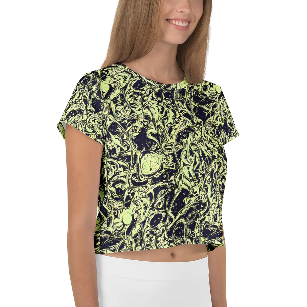Chartreuse Chaos on Crop Tee — Right