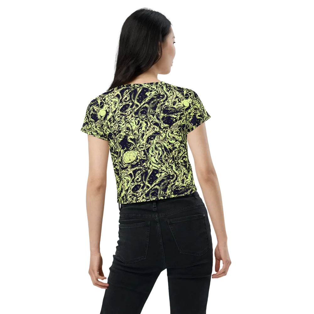 Chartreuse Chaos on Crop Tee — Back