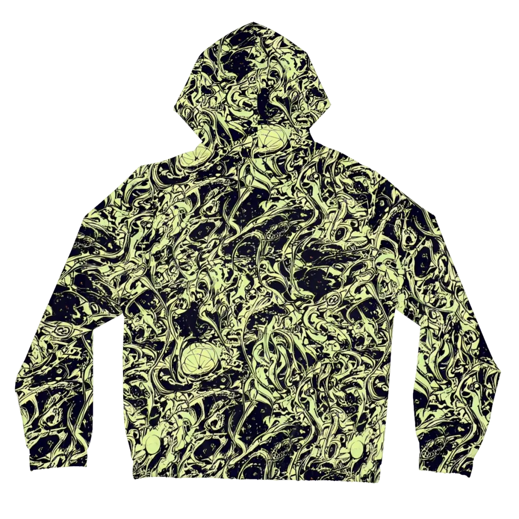 Chartreuse Chaos on Women's Full-Zip Hoodie — Back