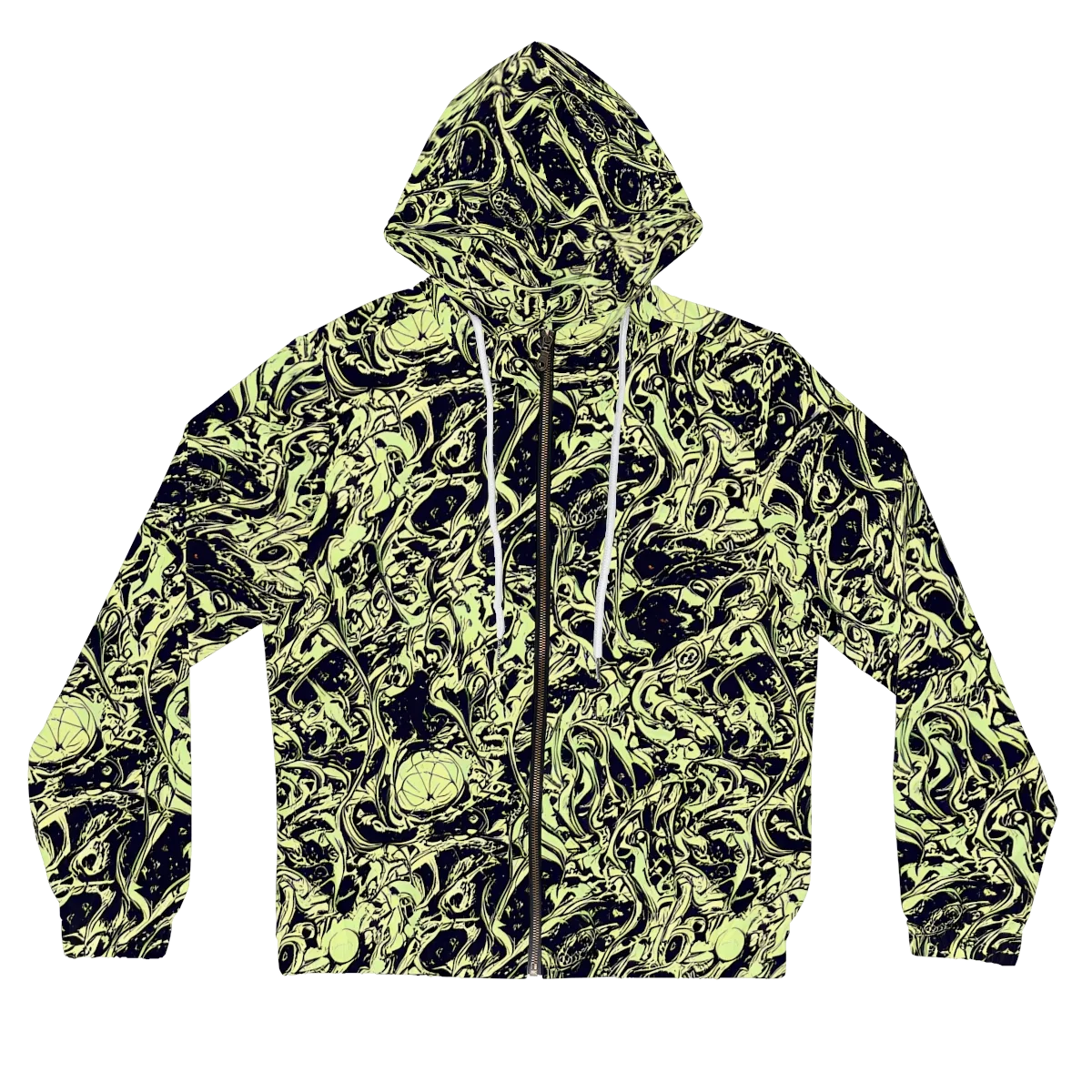 Chartreuse Chaos on Women's Full-Zip Hoodie — Front