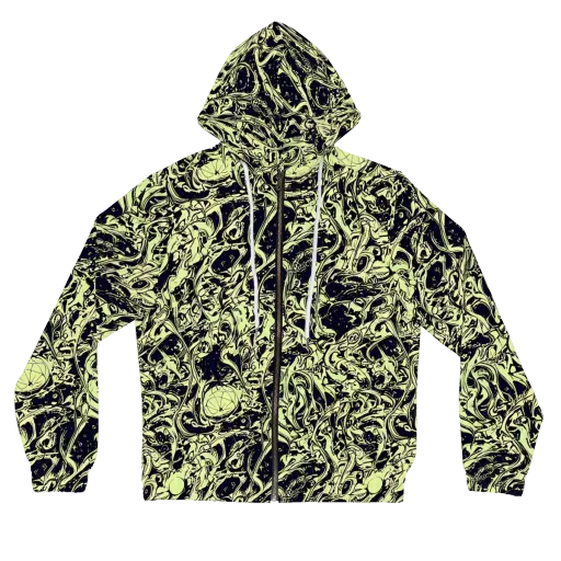 Chartreuse Chaos on a Women's Full-Zip Hoodie