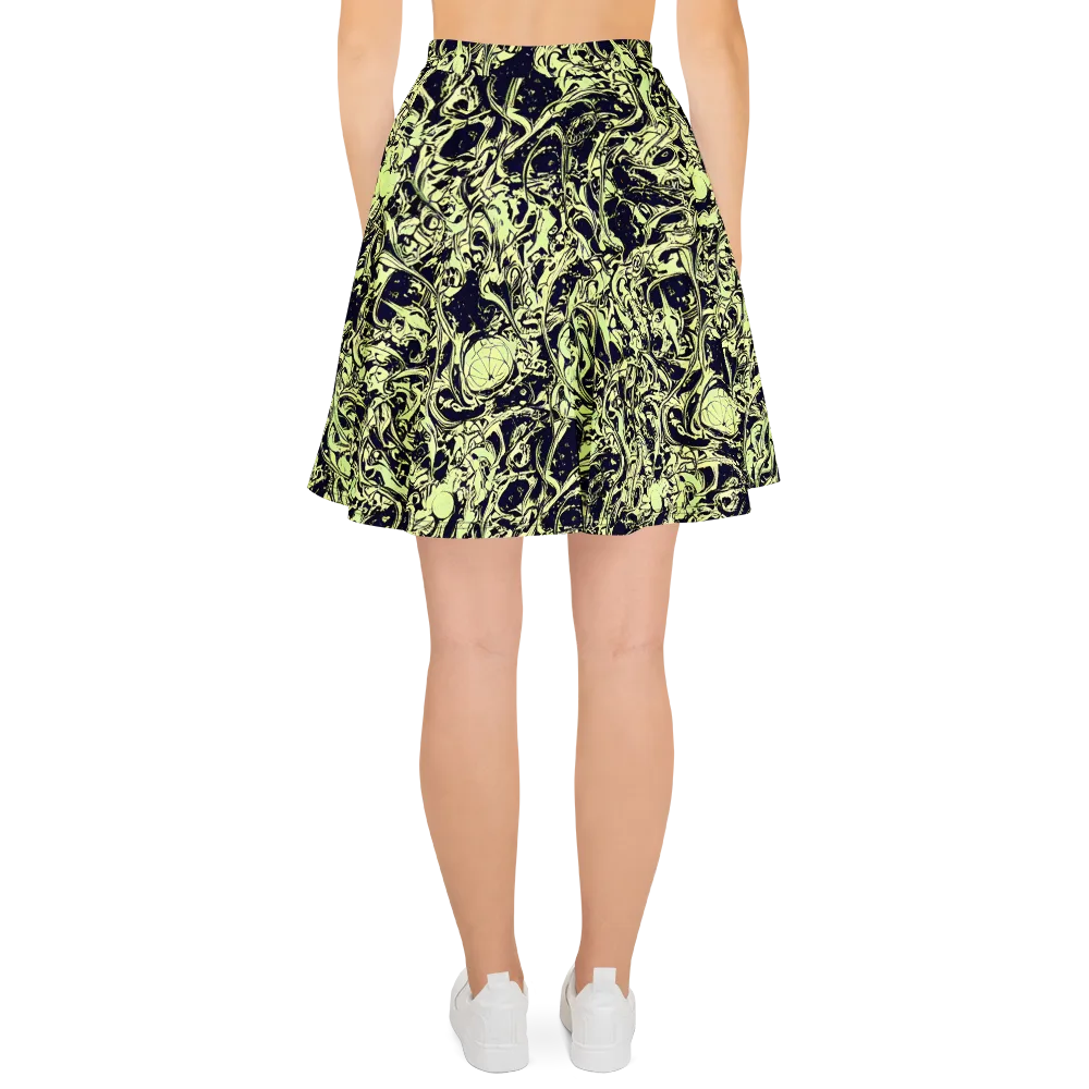 Chartreuse Chaos on Skater Skirt — Back