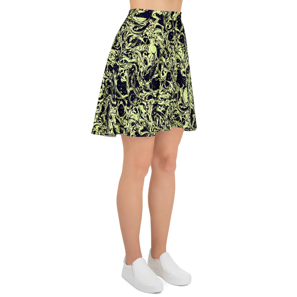 Chartreuse Chaos on Skater Skirt — Right