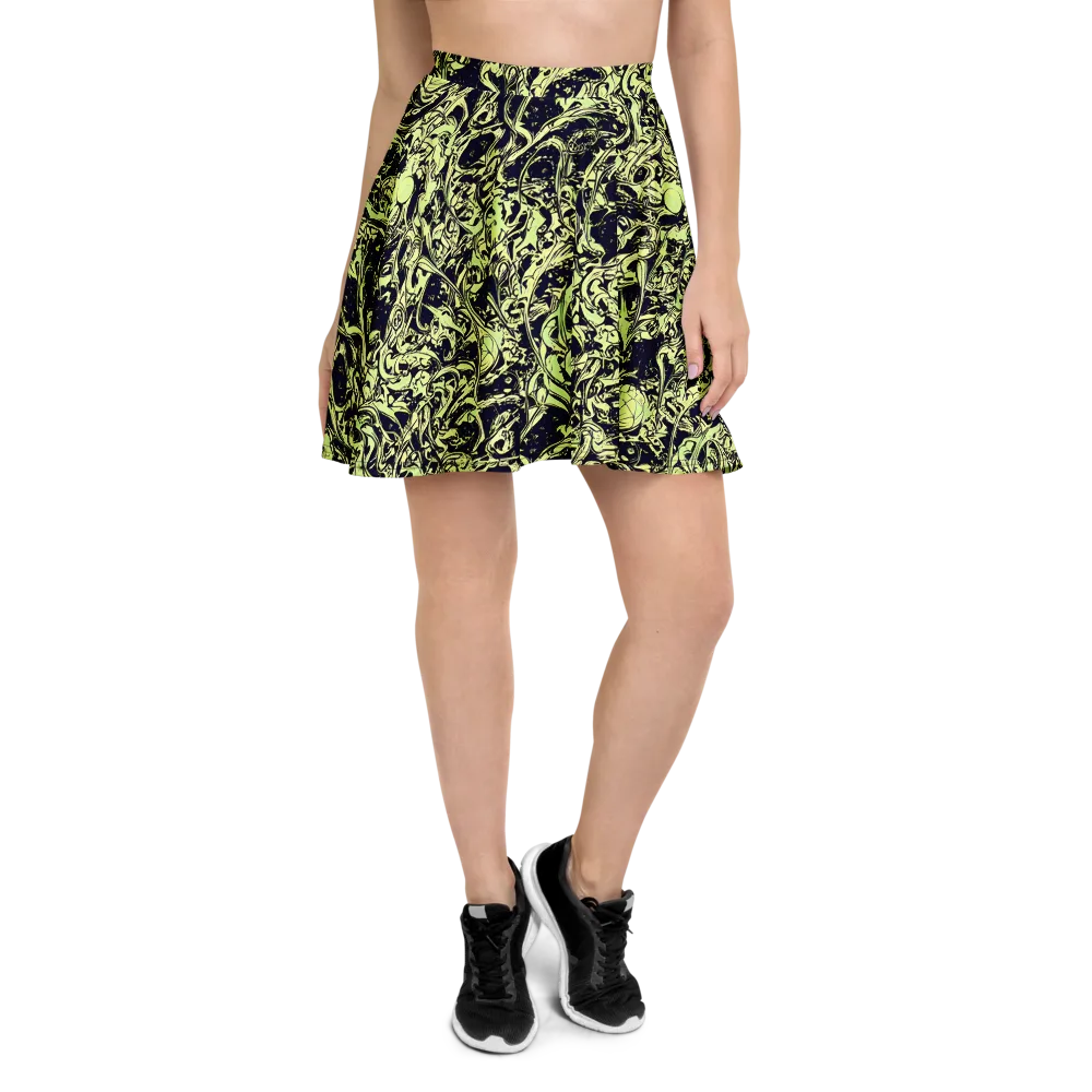 Chartreuse Chaos on Skater Skirt — Front