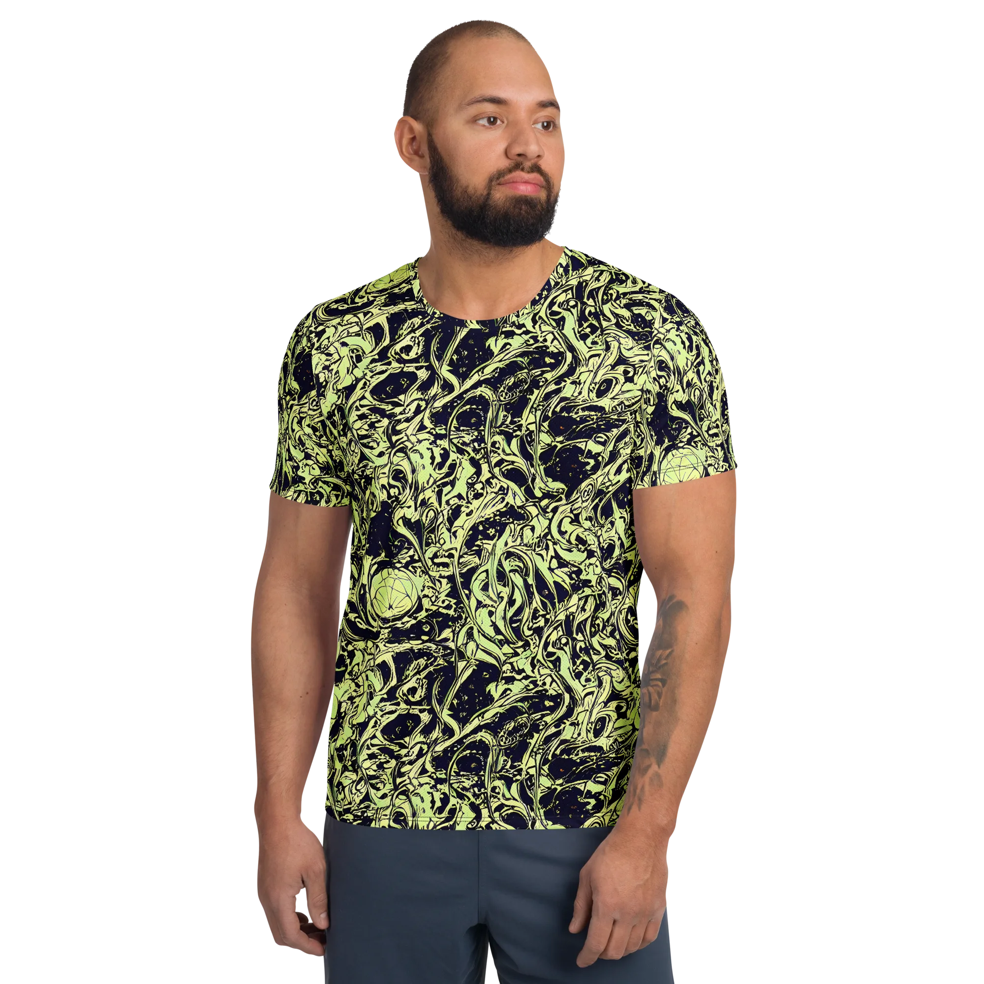 Chartreuse Chaos on Men's Athletic T-Shirt — Front