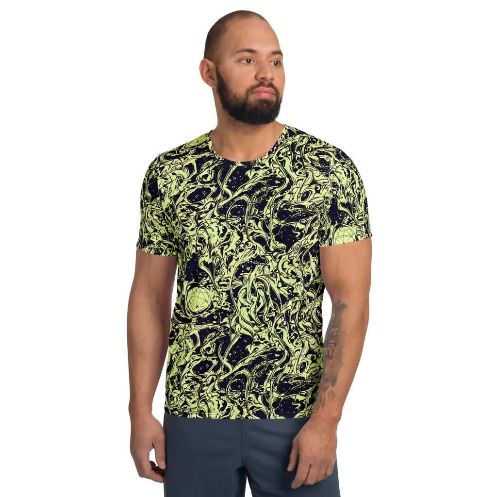 Chartreuse Chaos on Men's Athletic T-Shirt — Front