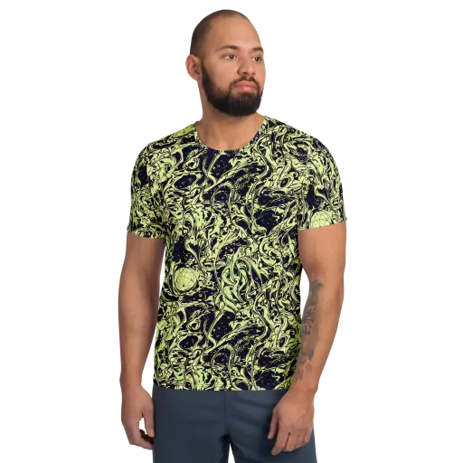 Chartreuse Chaos on a Men's Athletic T-Shirt