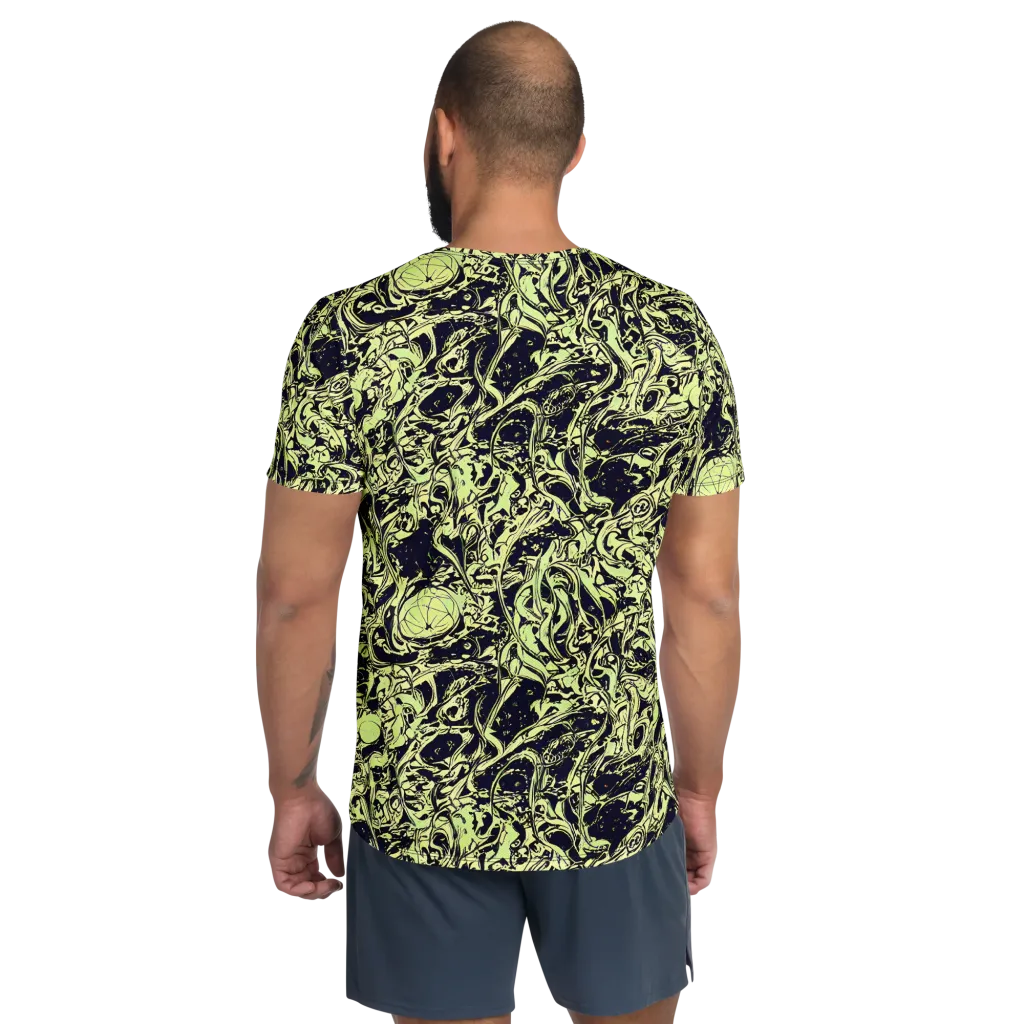 Chartreuse Chaos on Men's Athletic T-Shirt — Back