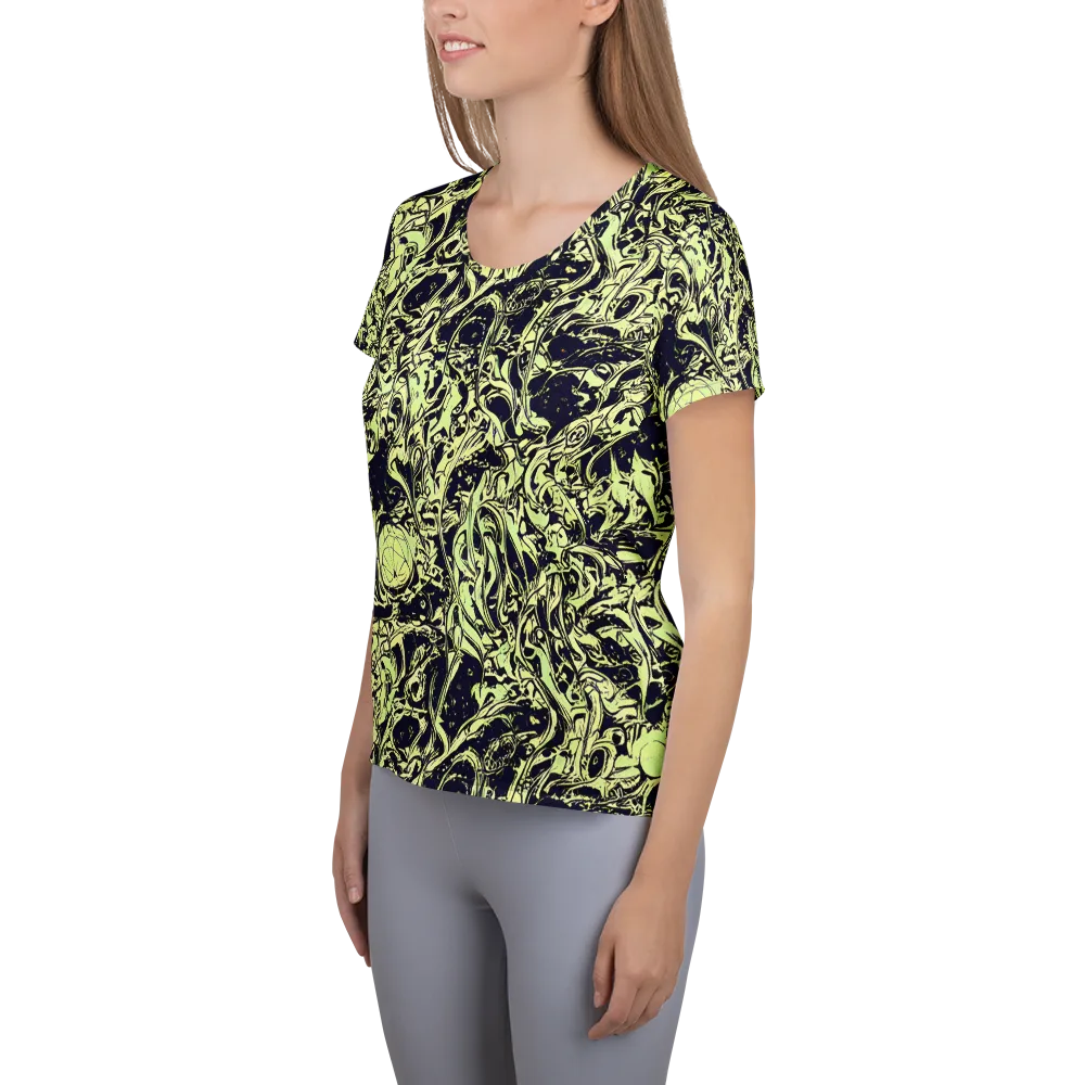 Chartreuse Chaos on Women's Athletic T-Shirt — Left