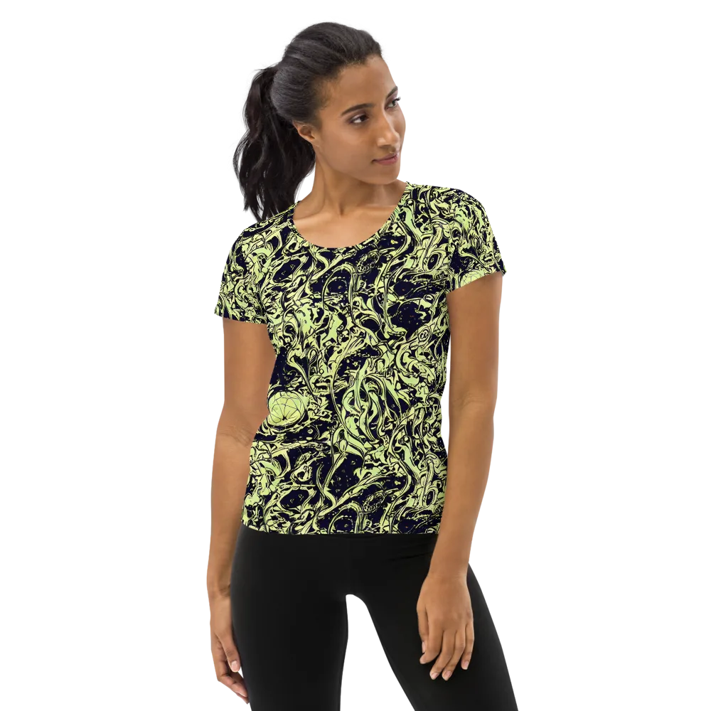 Chartreuse Chaos on Women's Athletic T-Shirt — Front