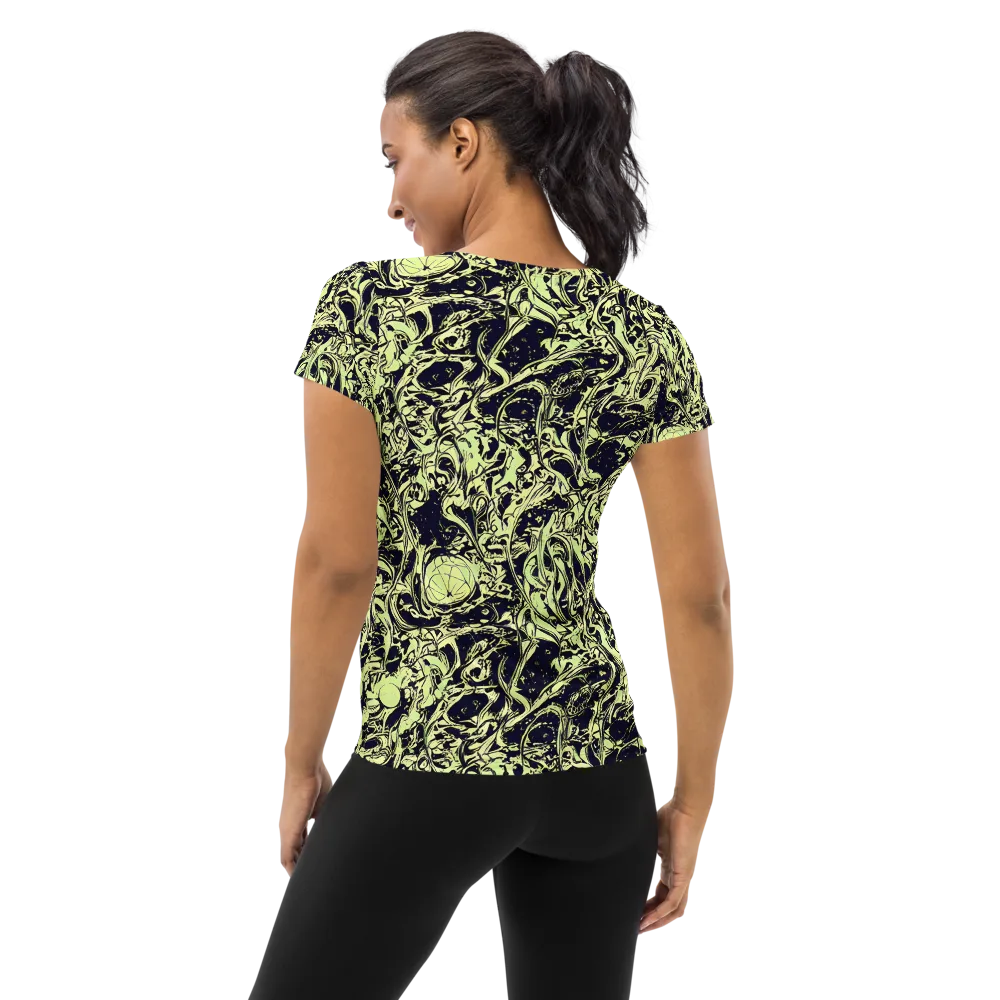 Chartreuse Chaos on Women's Athletic T-Shirt — Back