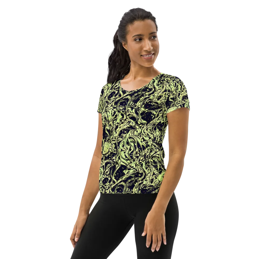 Chartreuse Chaos on Women's Athletic T-Shirt — Left