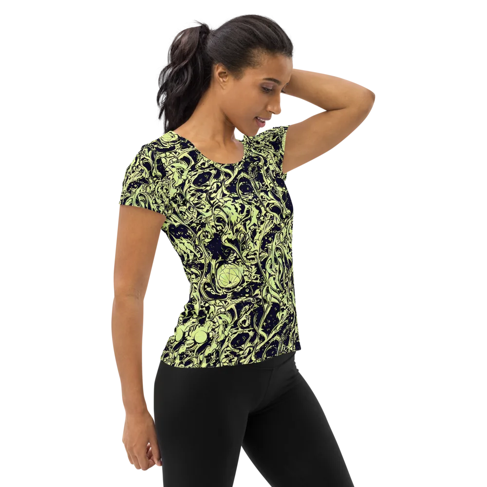Chartreuse Chaos on Women's Athletic T-Shirt — Right