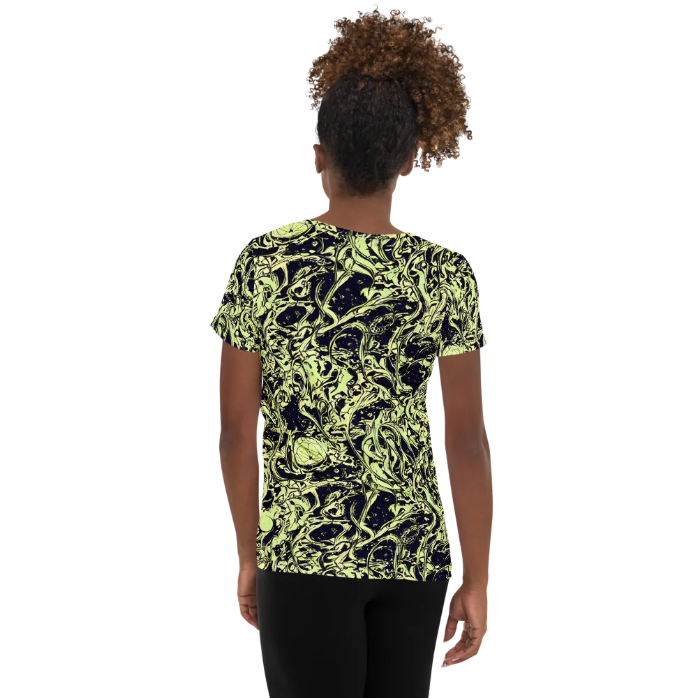 Chartreuse Chaos on Women's Athletic T-Shirt — Back