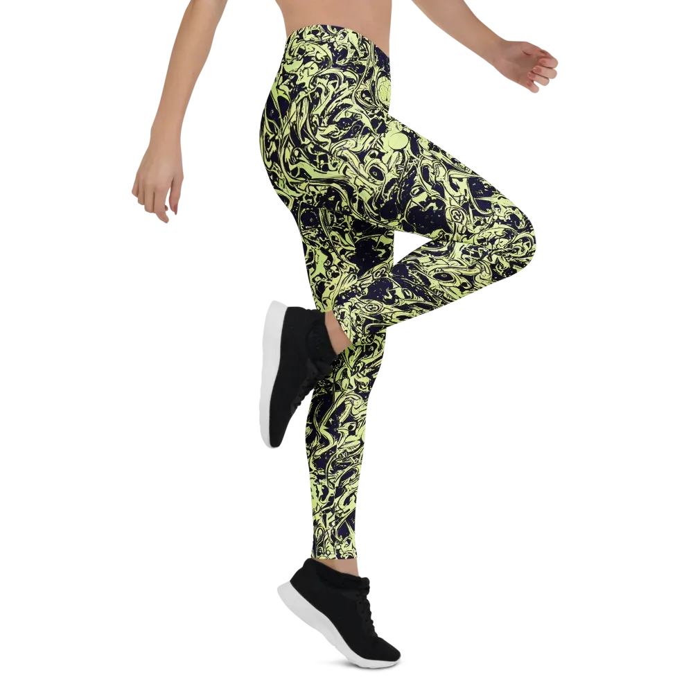 Chartreuse Chaos on Leggings — Right