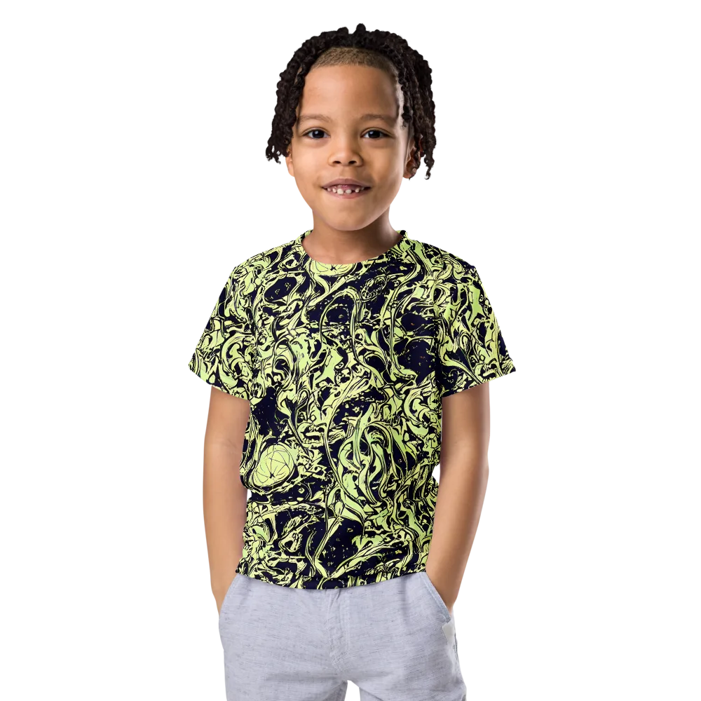 Chartreuse Chaos on Kids Crew Neck T-Shirt — Front