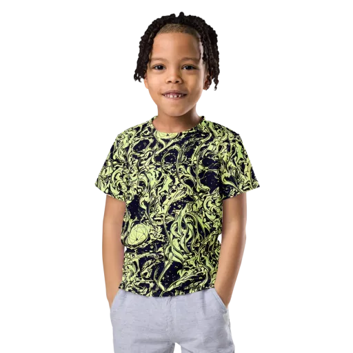 Chartreuse Chaos on a Kids Crew Neck T-Shirt
