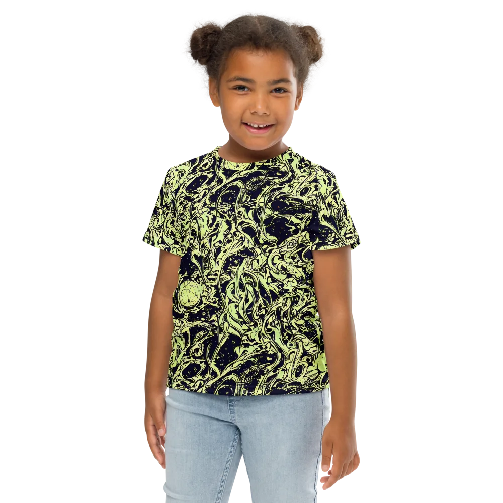 Chartreuse Chaos on Kids Crew Neck T-Shirt — Front