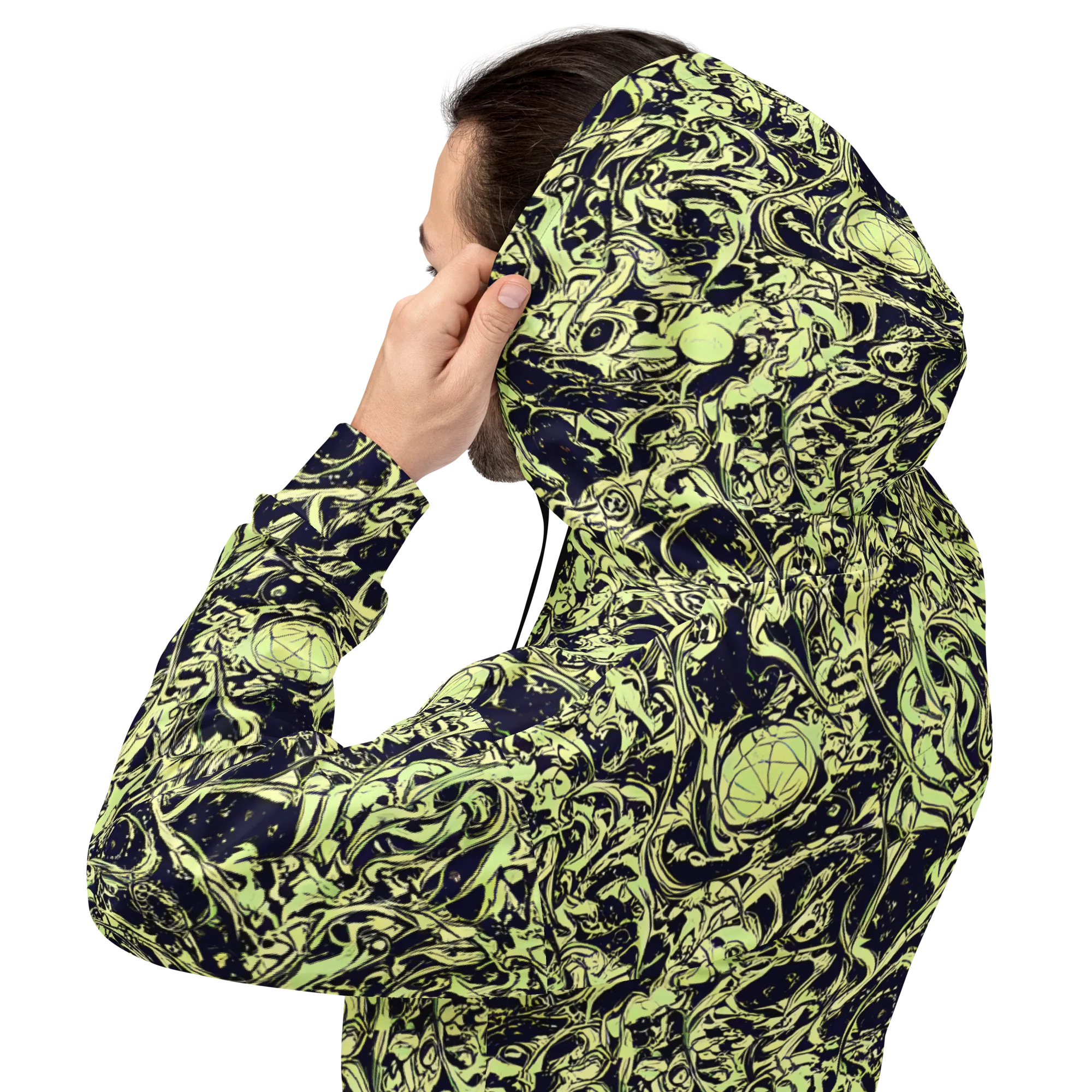 Chartreuse Chaos on Hoodie — Back