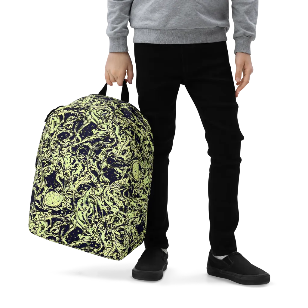 Chartreuse Chaos on Minimalist Backpack — Zoomed-in