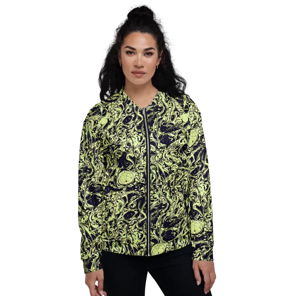 Chartreuse Chaos on Bomber Jacket — Front