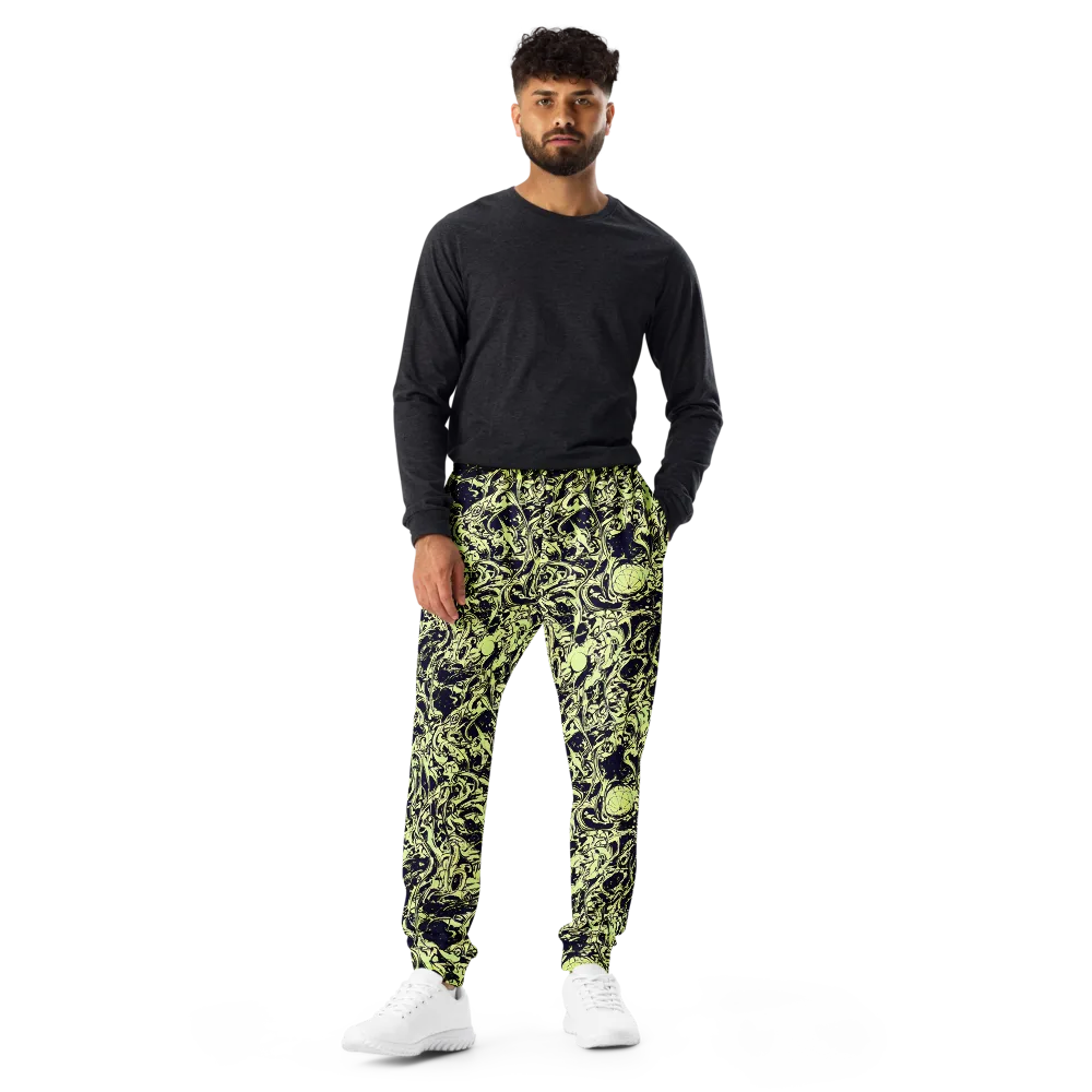 Chartreuse Chaos on Men's Joggers — Front