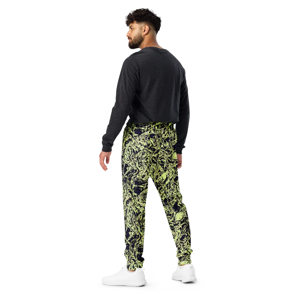 Chartreuse Chaos on Men's Joggers — Back