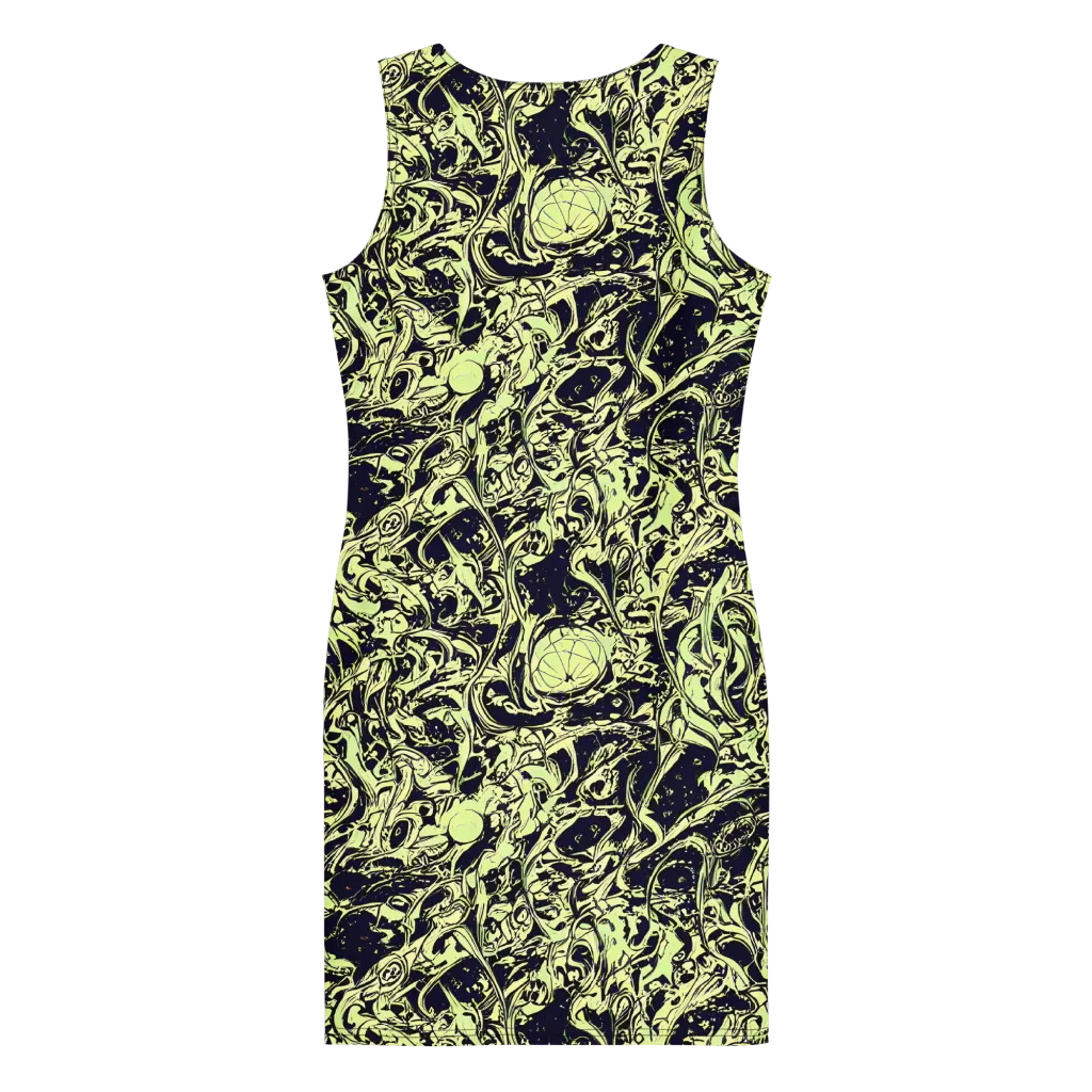 Chartreuse Chaos on Bodycon Dress — Back