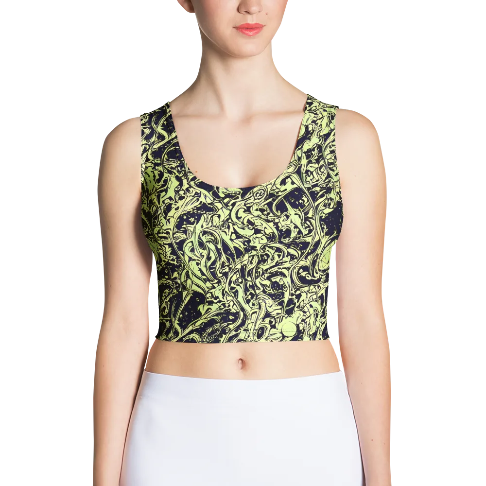 Chartreuse Chaos on Crop Top — Front