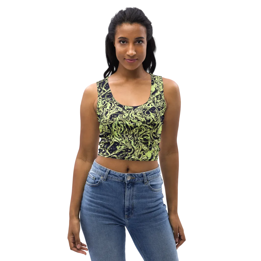 Chartreuse Chaos on Crop Top — Front