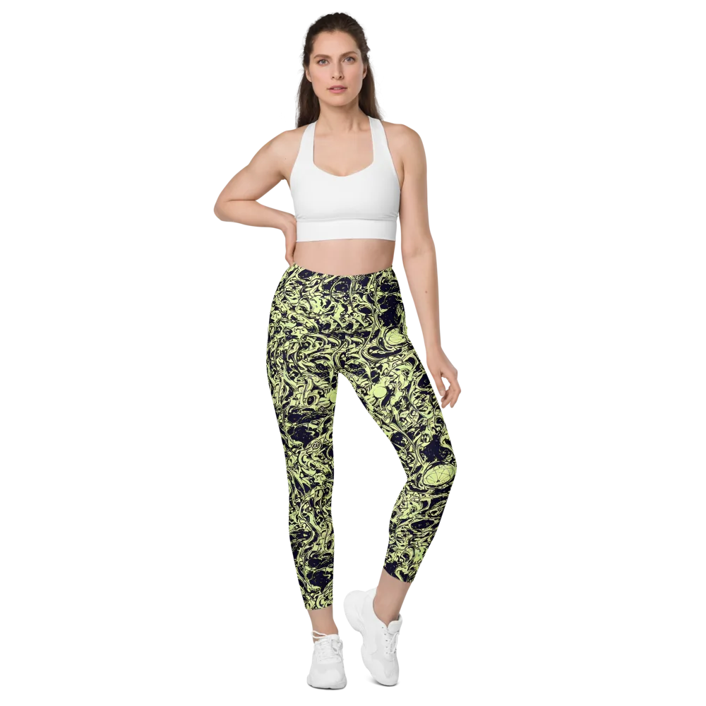 Chartreuse Chaos on Leggings with Pockets — Front