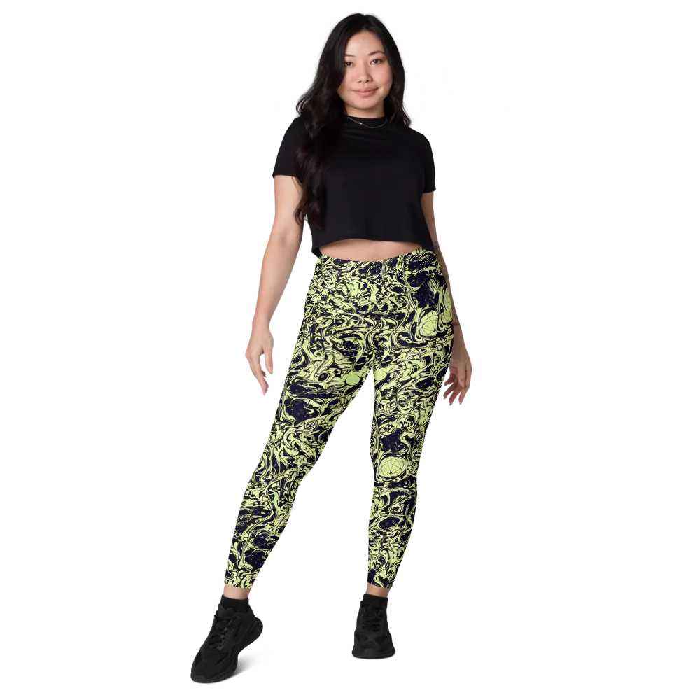 Chartreuse Chaos on Leggings with Pockets — Front