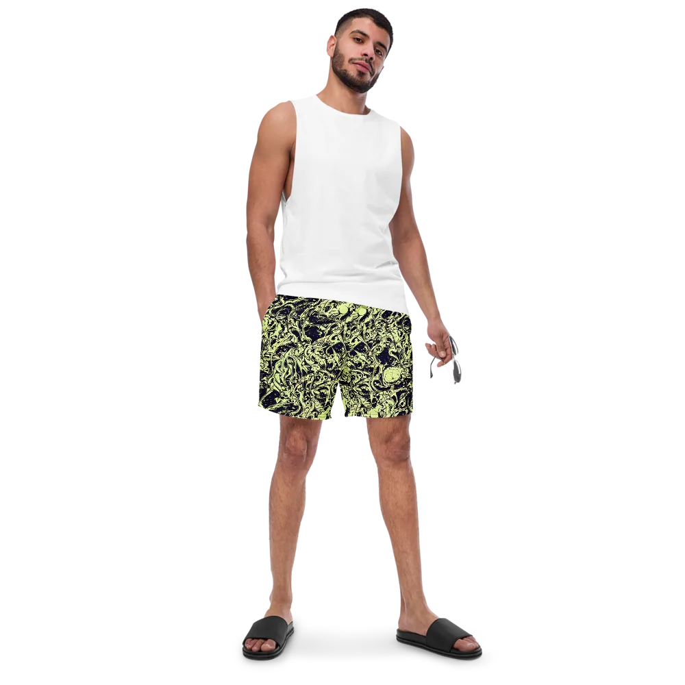 Chartreuse Chaos on Swim Trunks — Front