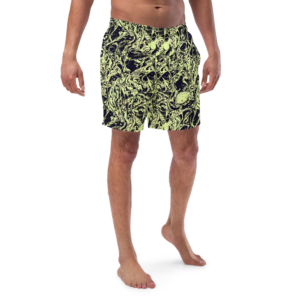 Chartreuse Chaos on Swim Trunks — Front