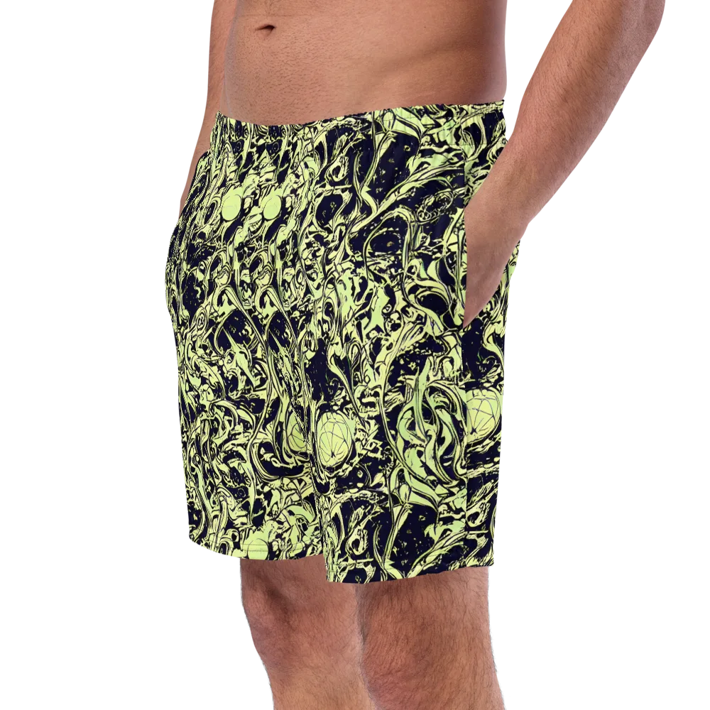 Chartreuse Chaos on Swim Trunks — Left Front