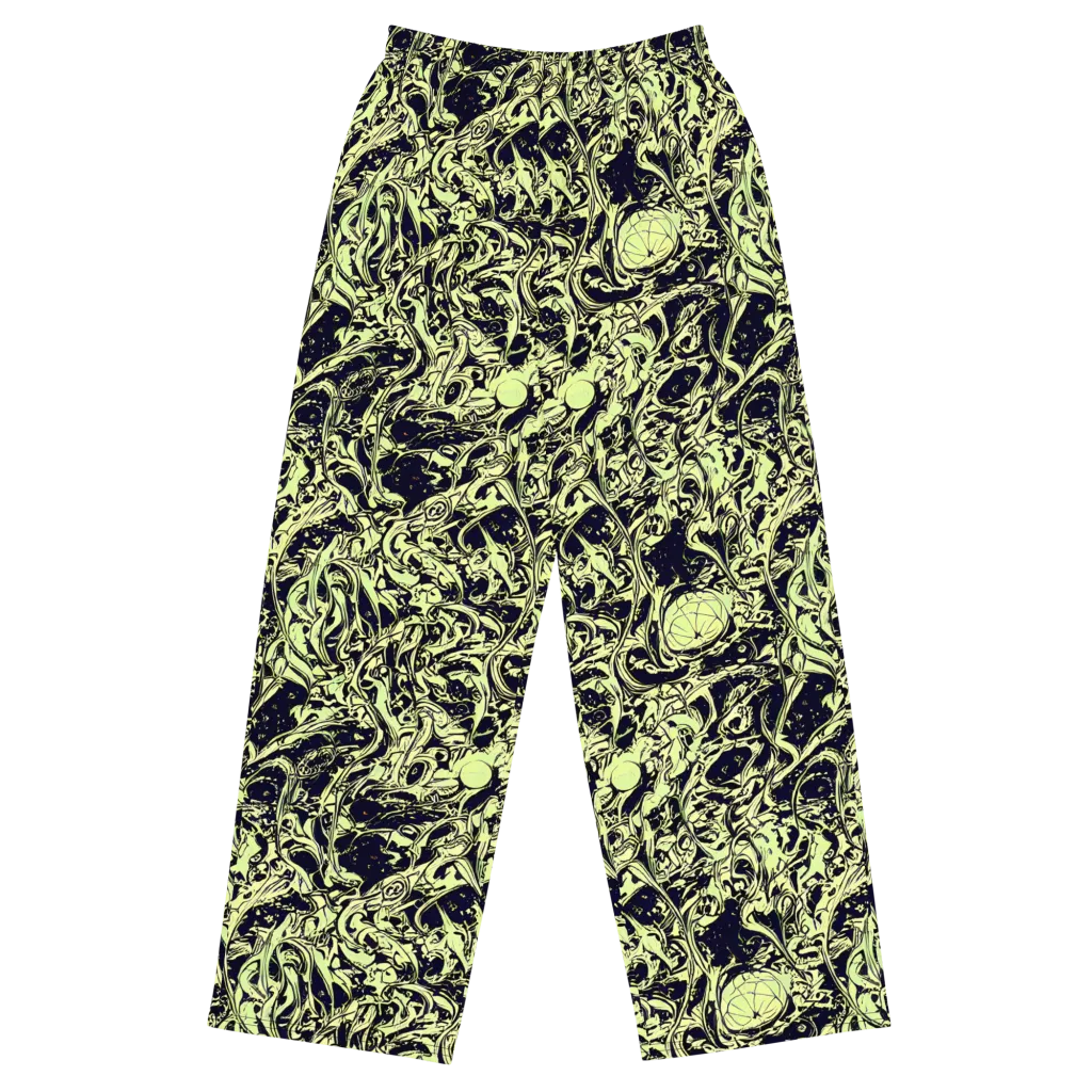 Chartreuse Chaos on Wide-Leg Pants — Front
