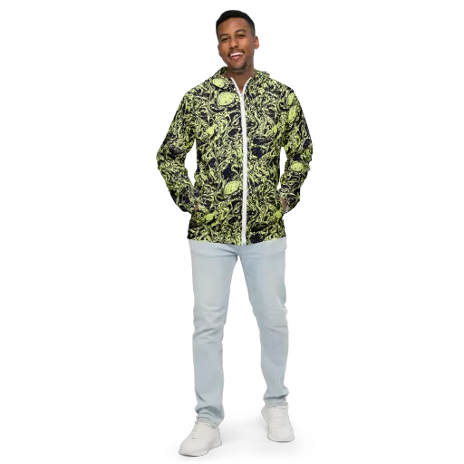 Chartreuse Chaos on a Men's Windbreaker