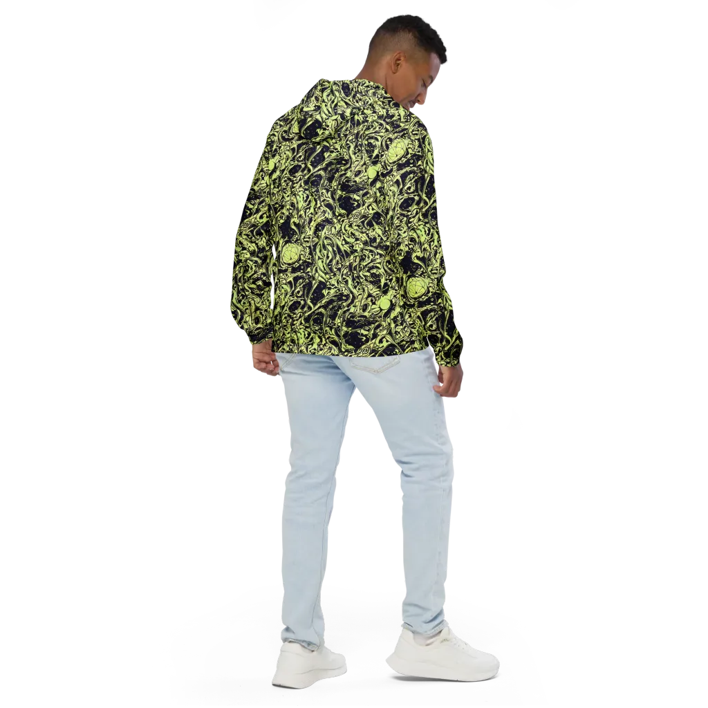 Chartreuse Chaos on Men's Windbreaker — Back