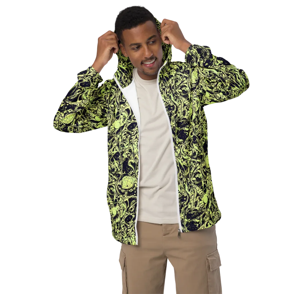 Chartreuse Chaos on Men's Windbreaker — Front
