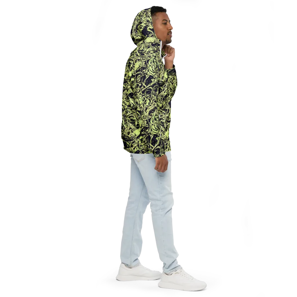 Chartreuse Chaos on Men's Windbreaker — Right