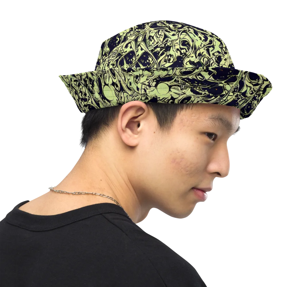 Chartreuse Chaos on Reversible Bucket Hat — Right Outside