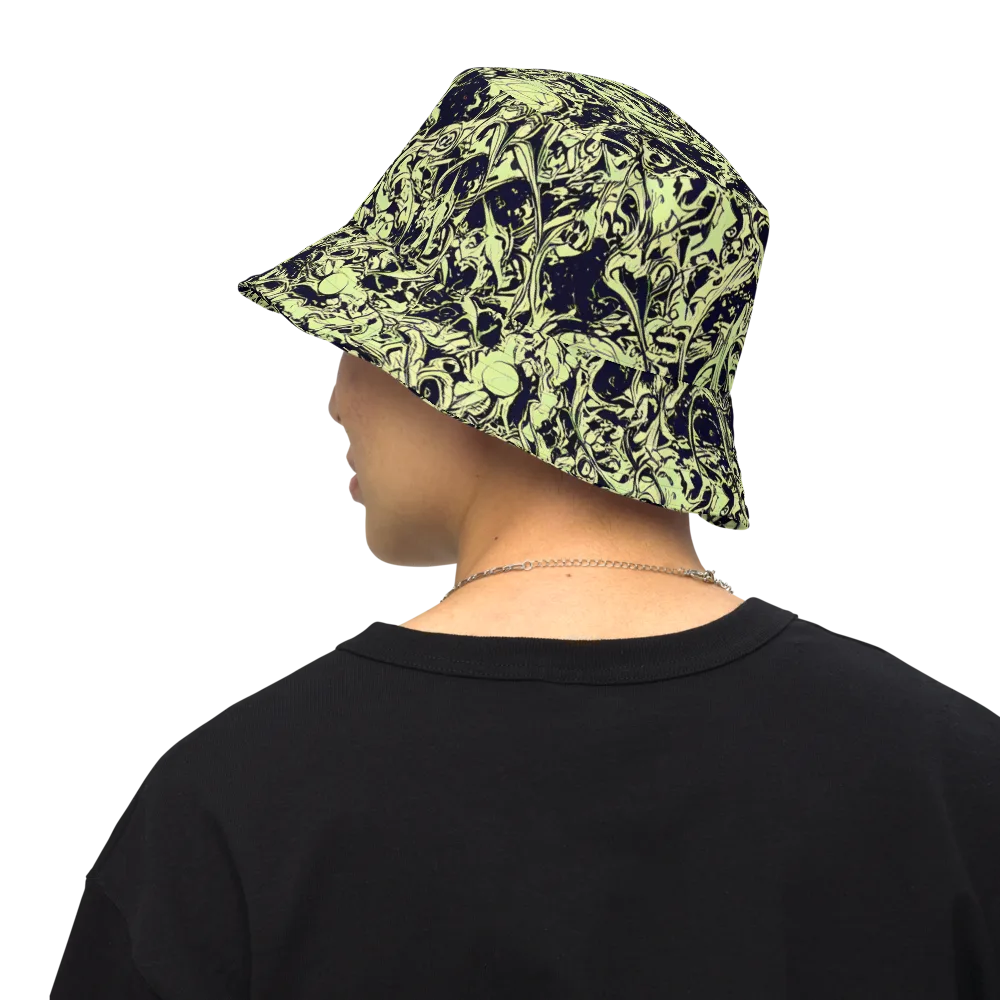 Chartreuse Chaos on Reversible Bucket Hat — Back Inside