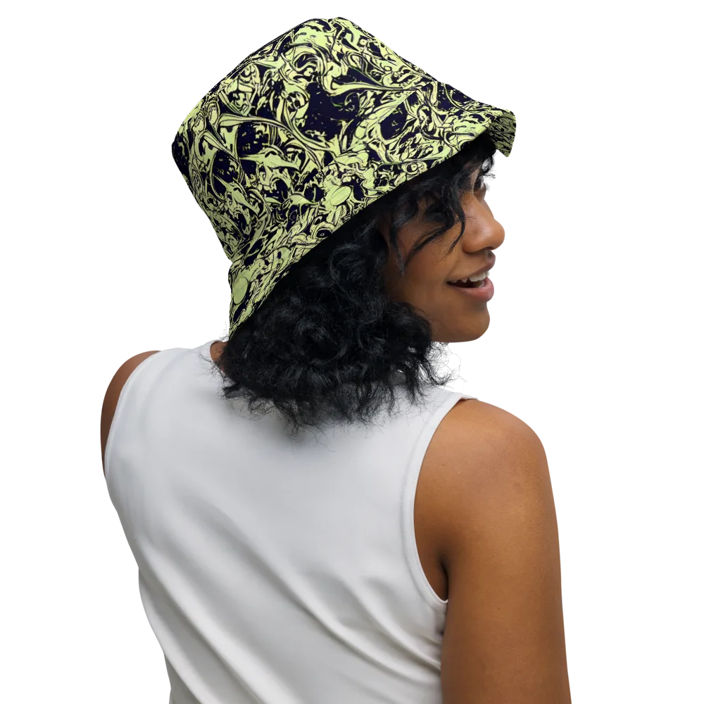 Chartreuse Chaos on Reversible Bucket Hat — Right Outside