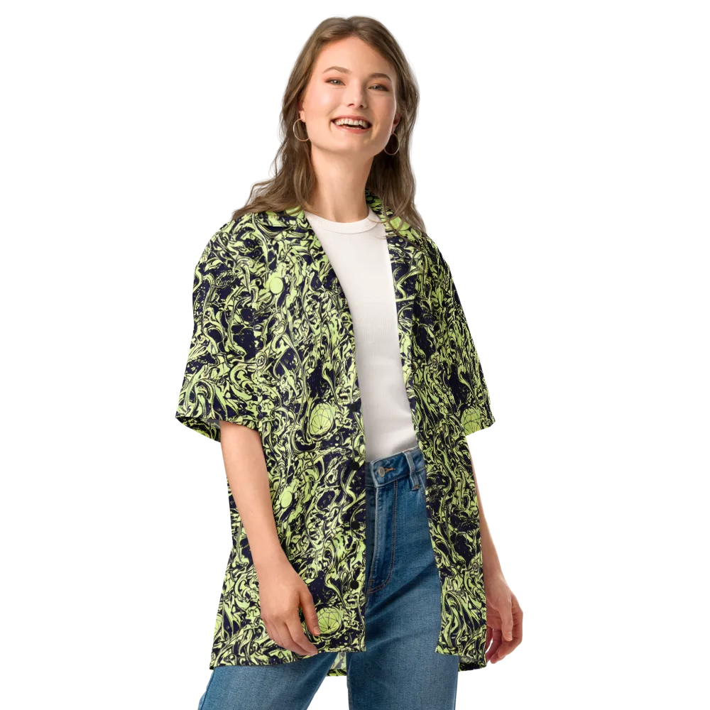 Chartreuse Chaos on Button Shirt — Front