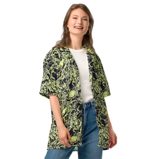 Chartreuse Chaos on a Button Shirt